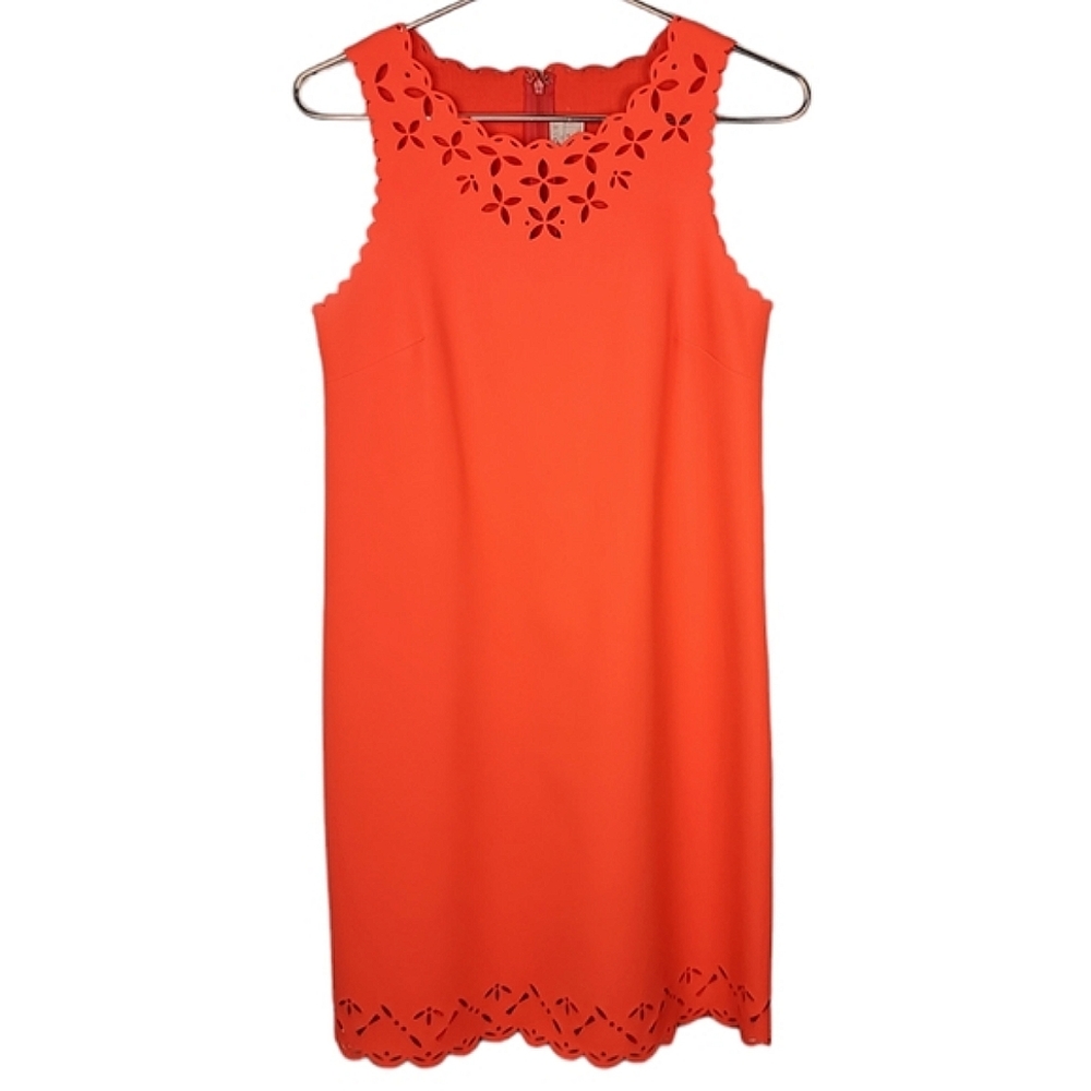 J. Crew Factory Orange Lazer-Cut Shiftdress - Picture 2 of 10